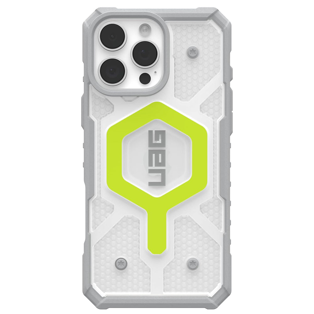 MagSafe-deksel for Apple iPhone 16 Pro, Urban Armor Gear, Pathfinder Clear med snor, grønn