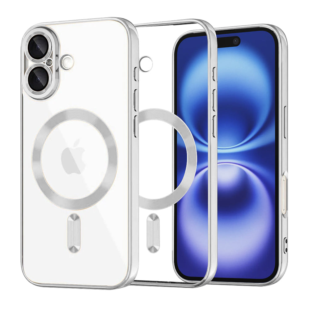 MagSafe-deksel for Apple iPhone 16, Techsuit, Luxury Crystal, Sølv