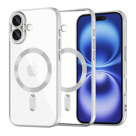MagSafe-deksel for Apple iPhone 16, Techsuit, Luxury Crystal, Sølv
