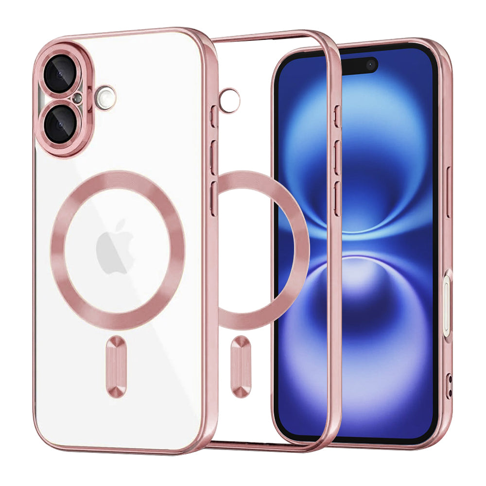 MagSafe-deksel for Apple iPhone 16, Techsuit, Luxury Crystal, Rosa