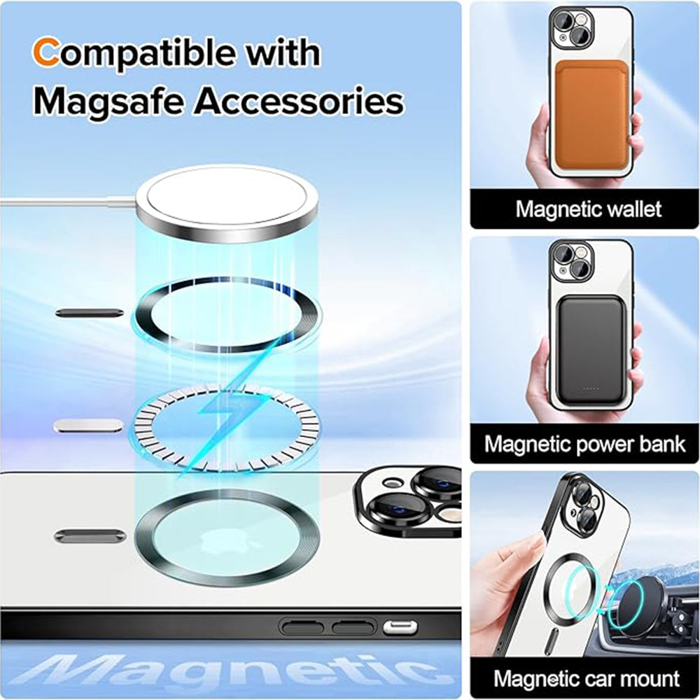 MagSafe-deksel for Apple iPhone 16, Techsuit, Luxury Crystal, Rosa