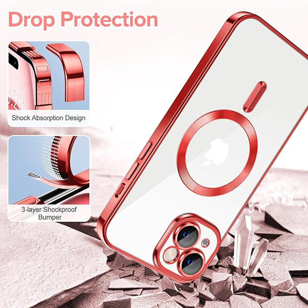 MagSafe-deksel for Apple iPhone 16, Techsuit, Luxury Crystal, Rosa