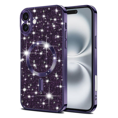 MagSafe-deksel for Apple iPhone 16, Techsuit, Luxury Glitter, Mørk lilla