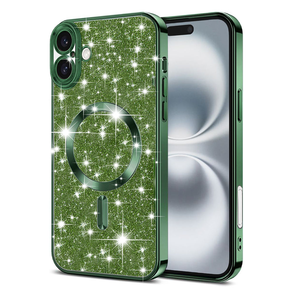 MagSafe-deksel for Apple iPhone 16, Techsuit, Luxury Glitter, Mørkegrønn