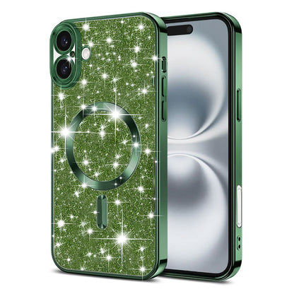 MagSafe-deksel for Apple iPhone 16, Techsuit, Luxury Glitter, Mørkegrønn
