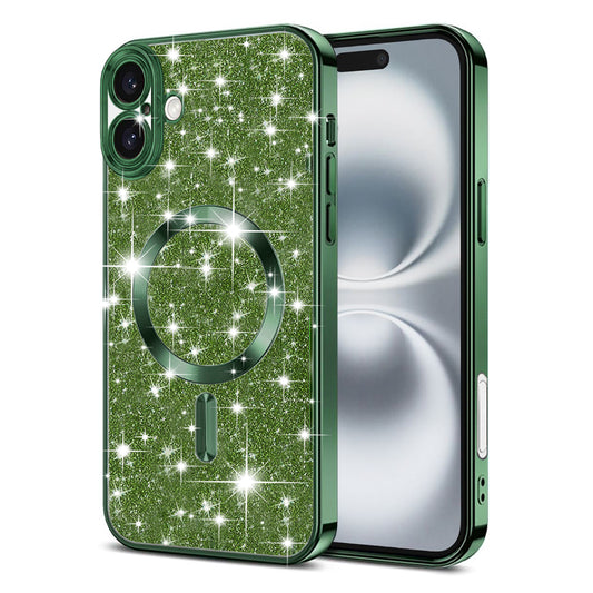 MagSafe-deksel for Apple iPhone 16, Techsuit, Luxury Glitter, Mørkegrønn