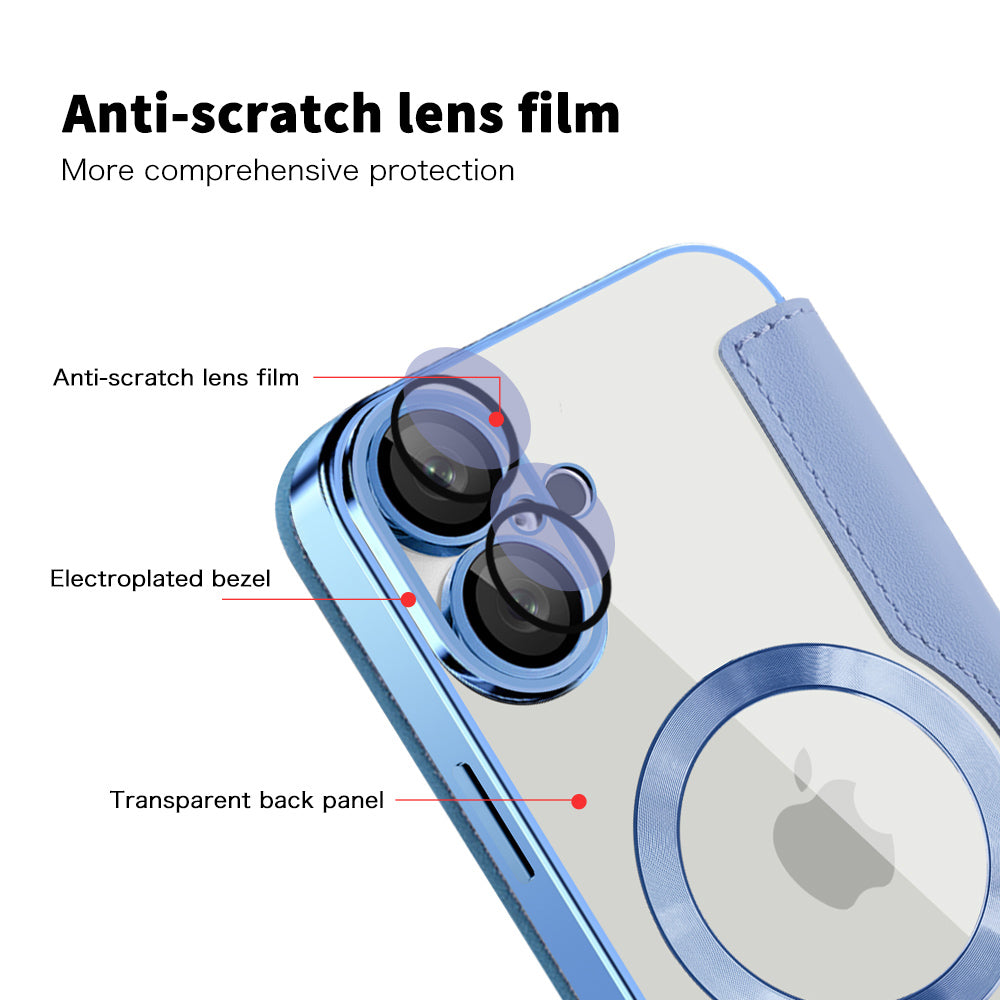 MagSafe-deksel for Apple iPhone 16, Techsuit, SmartMag Book, Blå