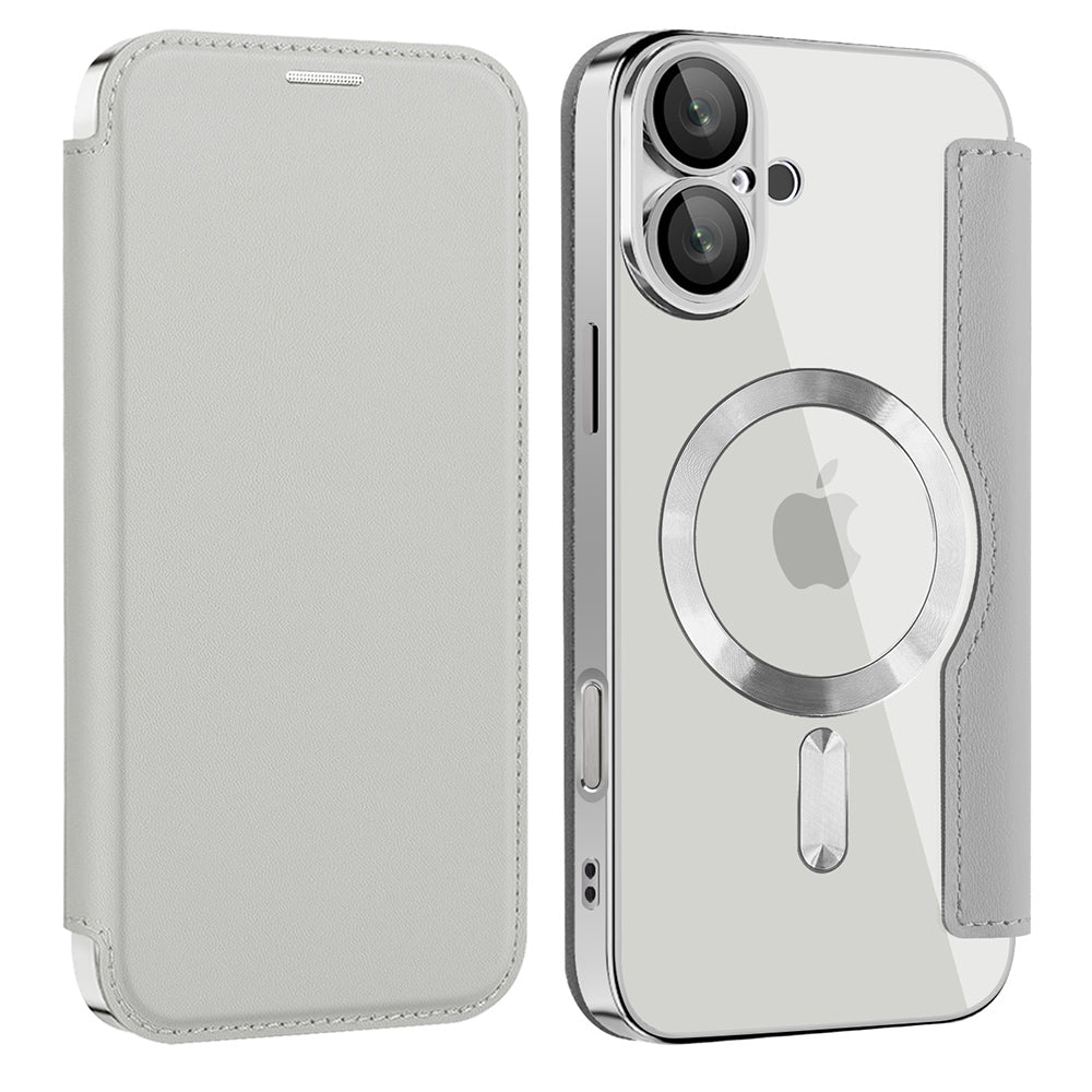 MagSafe-deksel for Apple iPhone 16, Techsuit, SmartMag Book, Grå