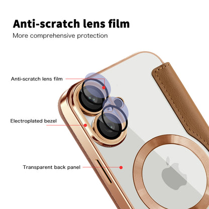 MagSafe-deksel for Apple iPhone 16, Techsuit, SmartMag Book, Brun