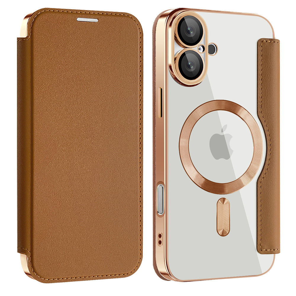 MagSafe-deksel for Apple iPhone 16, Techsuit, SmartMag Book, Brun