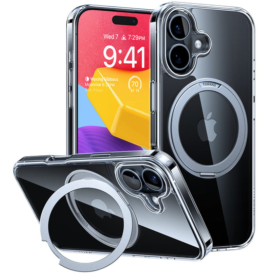 MagSafe-deksel for Apple iPhone 16, Torras, Ostand Pro, Gjennomsiktig