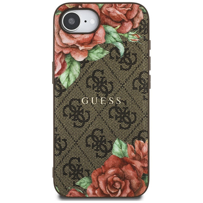 MagSafe-deksel for Apple iPhone 16e, Guess, 4G Flowers Print, Brun