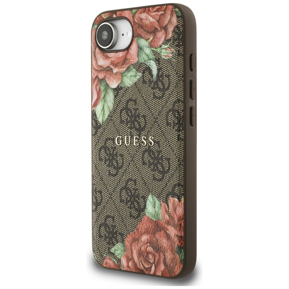 MagSafe-deksel for Apple iPhone 16e, Guess, 4G Flowers Print, Brun
