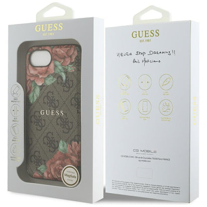 MagSafe-deksel for Apple iPhone 16e, Guess, 4G Flowers Print, Brun