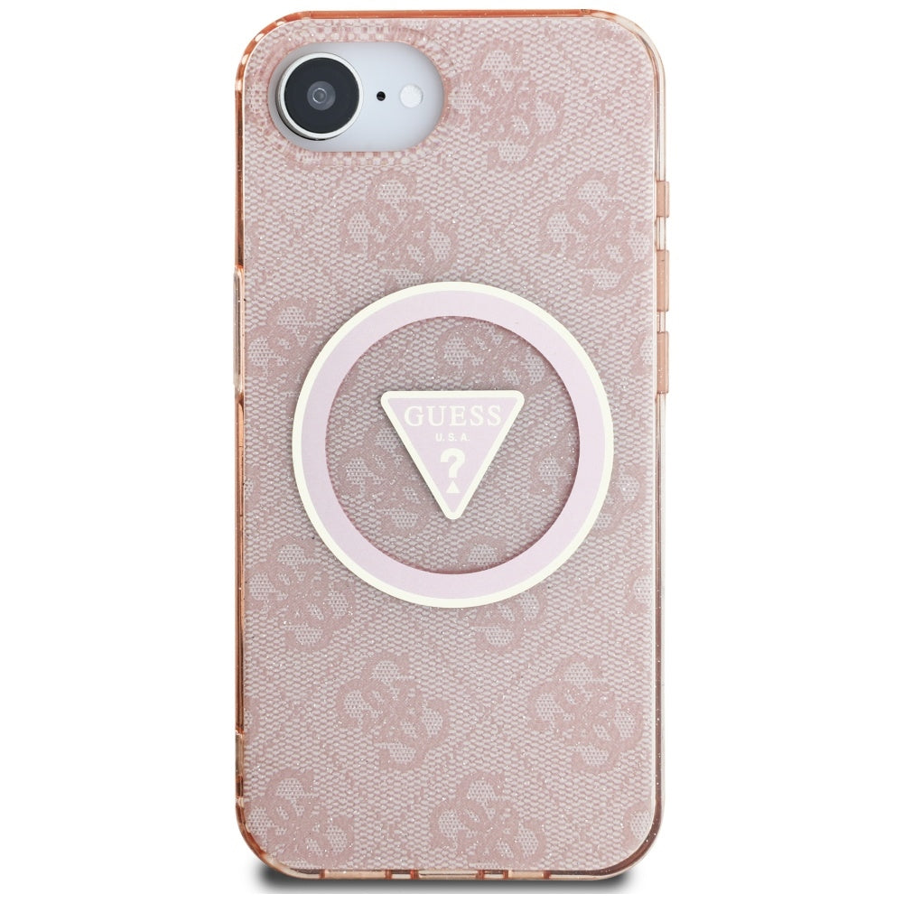 MagSafe-deksel for Apple iPhone 16e, Guess, IML Glitter 4G Circle Triangle, Rosa