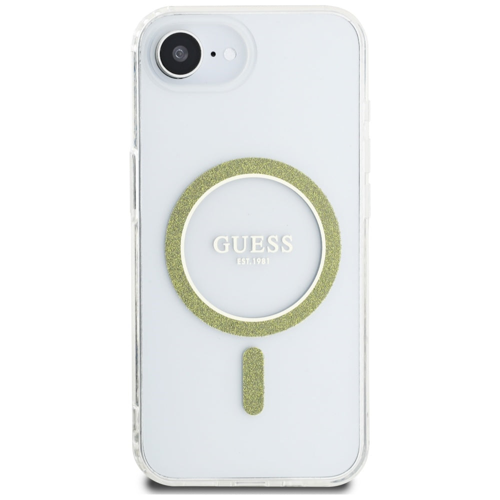 MagSafe-deksel for Apple iPhone 16e, Guess, IML Glitter Circle, Gjennomsiktig
