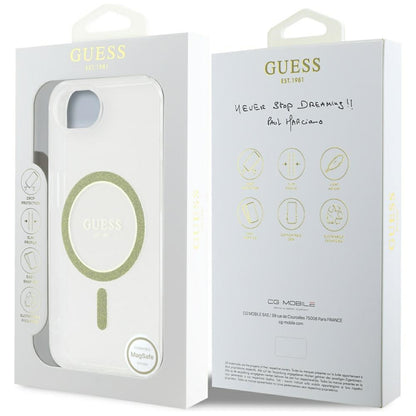 MagSafe-deksel for Apple iPhone 16e, Guess, IML Glitter Circle, Gjennomsiktig