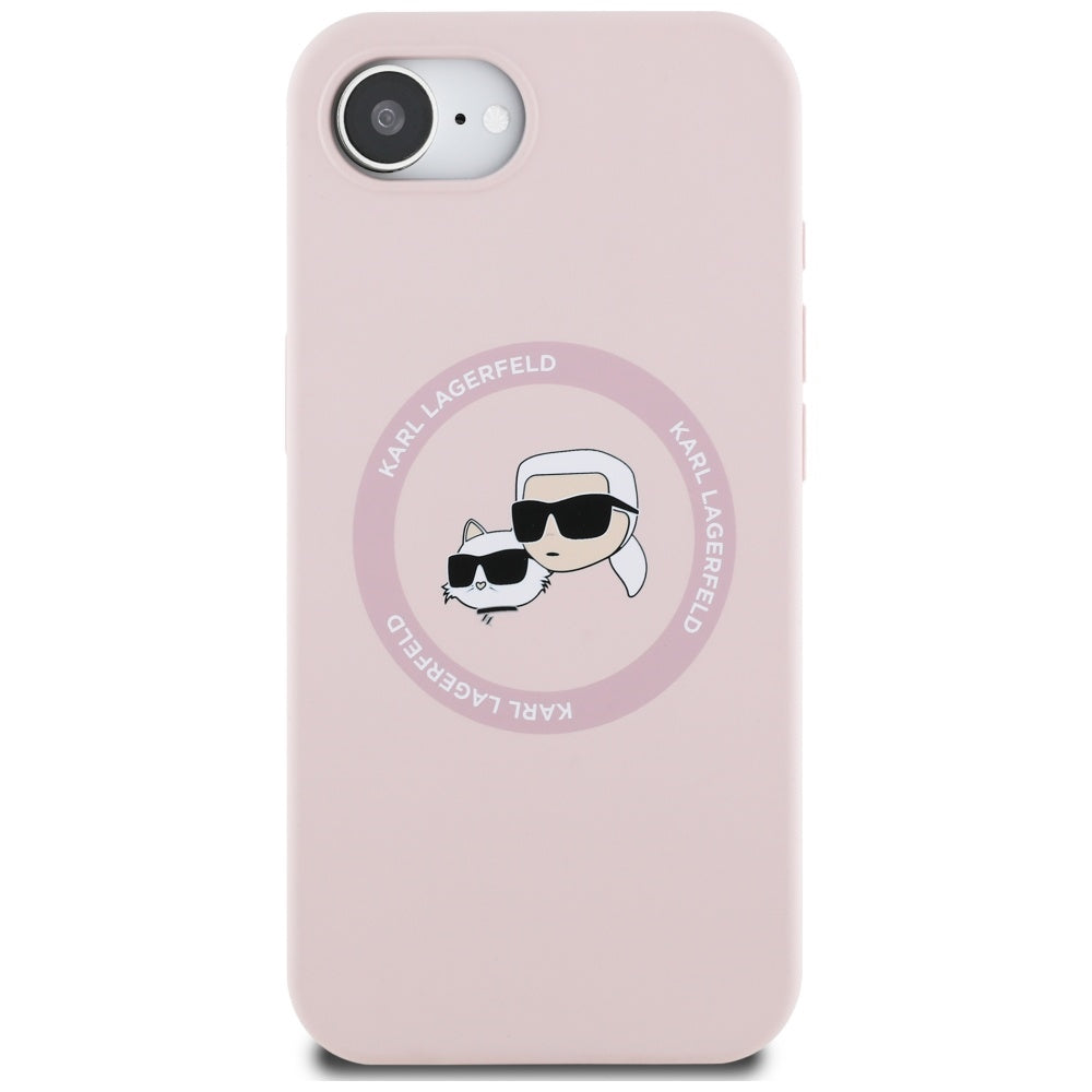 MagSafe-deksel for Apple iPhone 16e, Karl Lagerfeld, Silikon Karl & Choupette's Heads, Rosa
