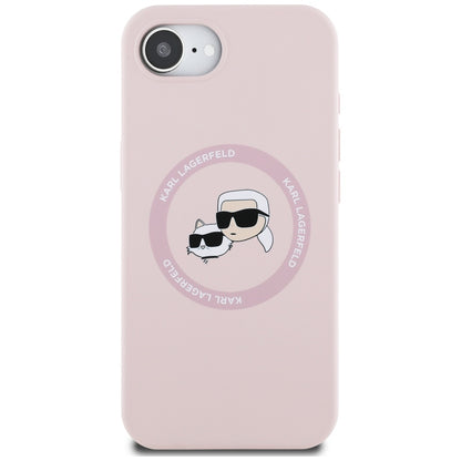 MagSafe-deksel for Apple iPhone 16e, Karl Lagerfeld, Silikon Karl & Choupette's Heads, Rosa
