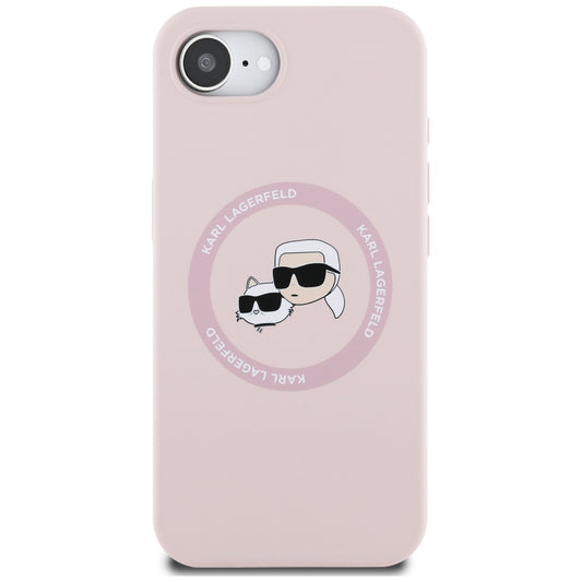 MagSafe-deksel for Apple iPhone 16e, Karl Lagerfeld, Silikon Karl & Choupette's Heads, Rosa