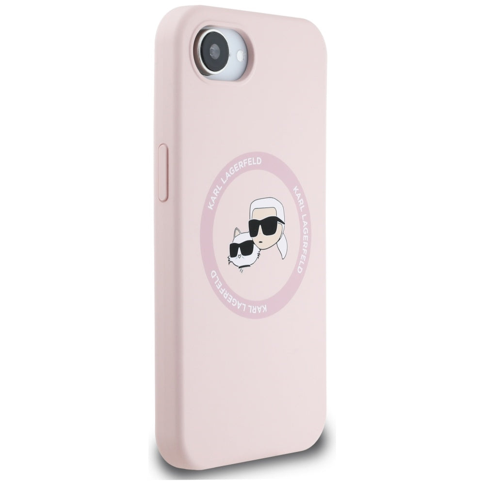 MagSafe-deksel for Apple iPhone 16e, Karl Lagerfeld, Silikon Karl & Choupette's Heads, Rosa