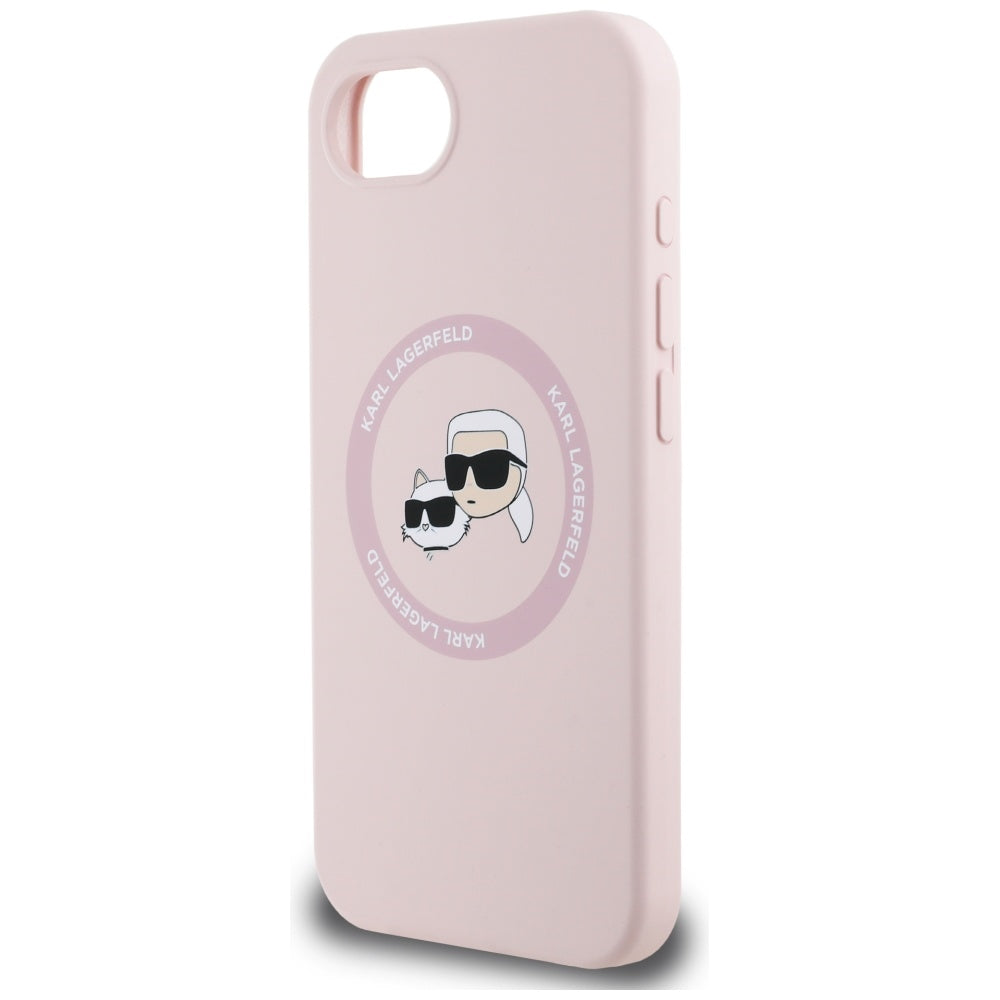 MagSafe-deksel for Apple iPhone 16e, Karl Lagerfeld, Silikon Karl & Choupette's Heads, Rosa