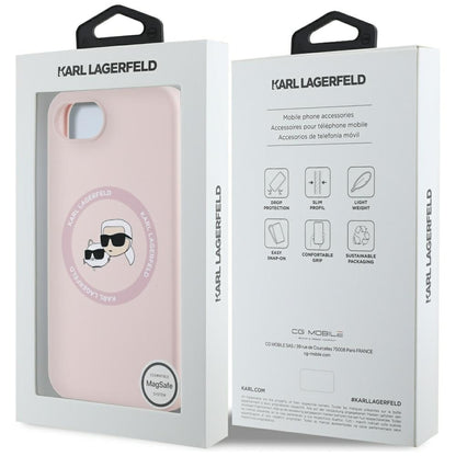 MagSafe-deksel for Apple iPhone 16e, Karl Lagerfeld, Silikon Karl & Choupette's Heads, Rosa