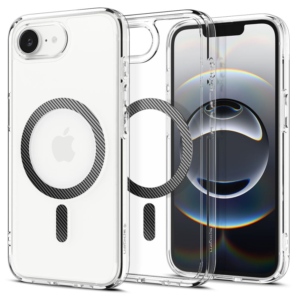 MagSafe-deksel for Apple iPhone 17e / 16e, Spigen, Ultra Hybrid Carbon, Transparent