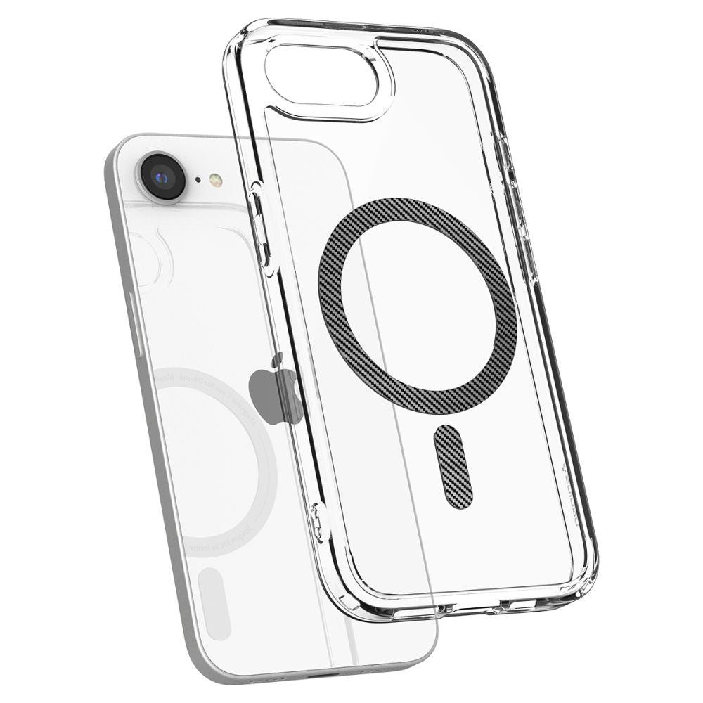 MagSafe-deksel for Apple iPhone 17e / 16e, Spigen, Ultra Hybrid Carbon, Transparent