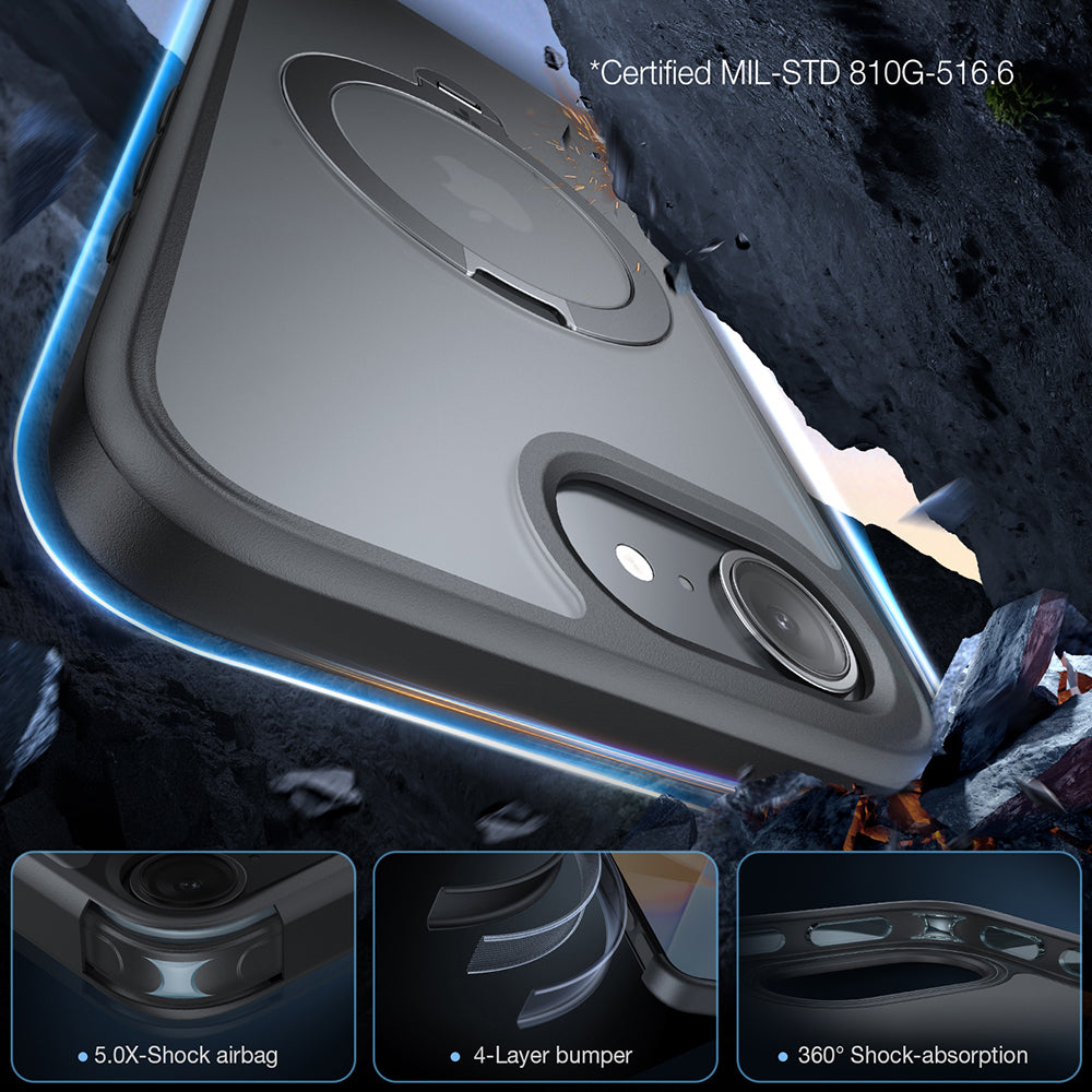 MagSafe-deksel for Apple iPhone 17e / 16e, Torras, Ostand Spin, Svart