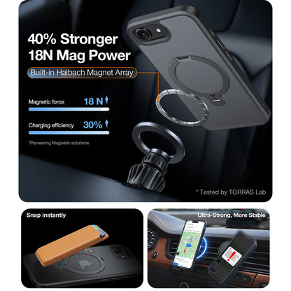 MagSafe-deksel for Apple iPhone 17e / 16e, Torras, Ostand Spin, Svart