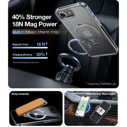 MagSafe-deksel for Apple iPhone 17e / 16e, Torras, Ostand Spin, Gjennomsiktig