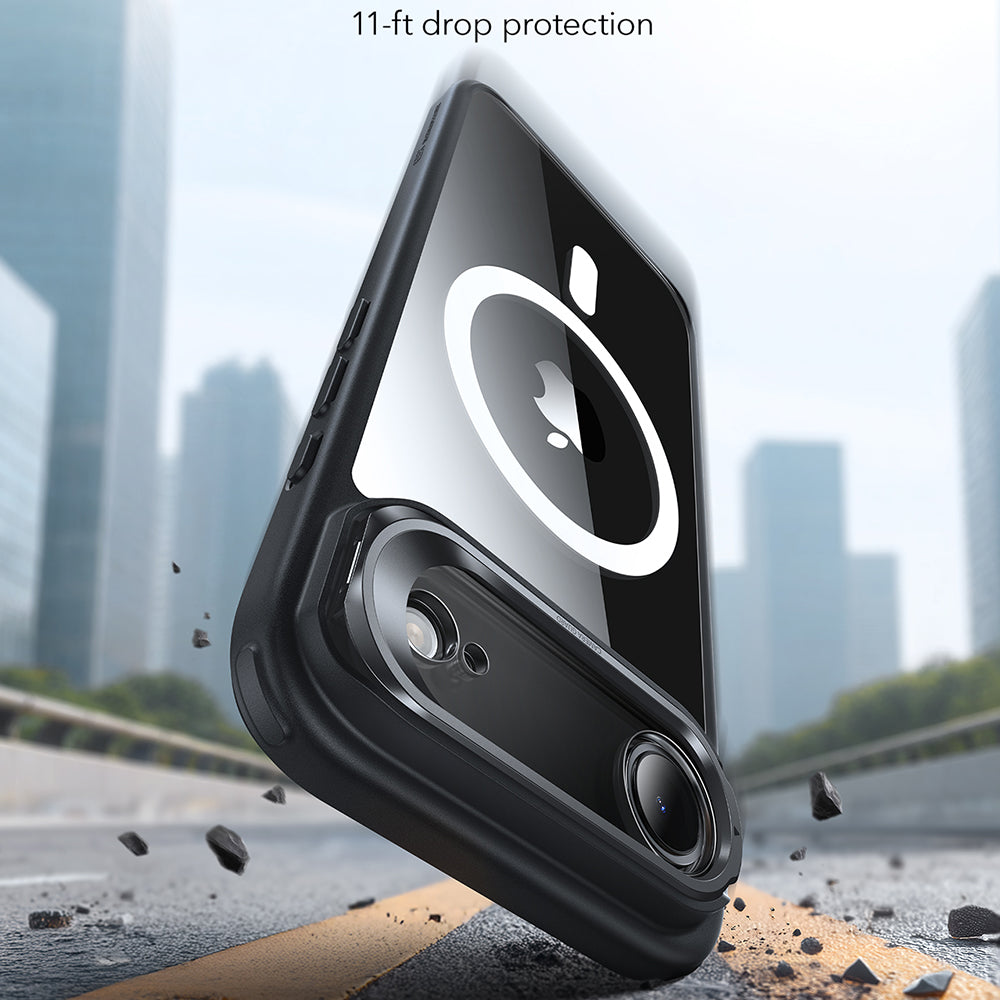 MagSafe-deksel for Apple iPhone 17 Air, ESR, Classic Hybrid Kickstand, Svart Gjennomsiktig