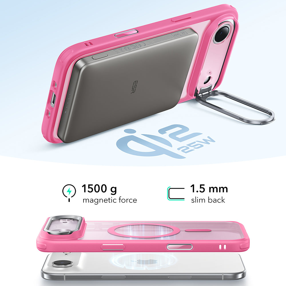MagSafe-deksel for Apple iPhone 17 Air, ESR, Classic Hybrid Kickstand, Satinrosa