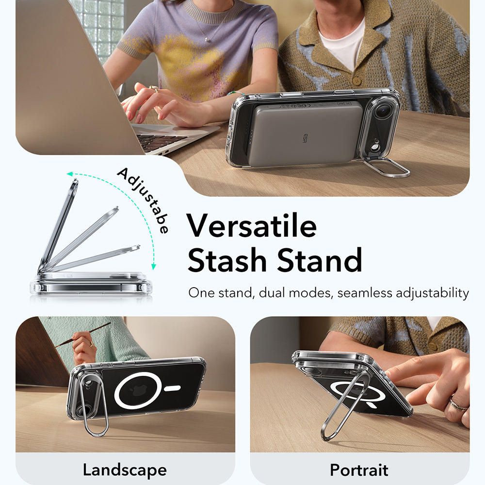 MagSafe-deksel for Apple iPhone 17 Air, ESR, Classic Hybrid Kickstand, Gjennomsiktig