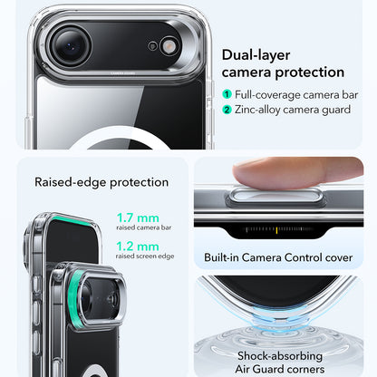 MagSafe-deksel for Apple iPhone 17 Air, ESR, Classic Hybrid Kickstand, Gjennomsiktig