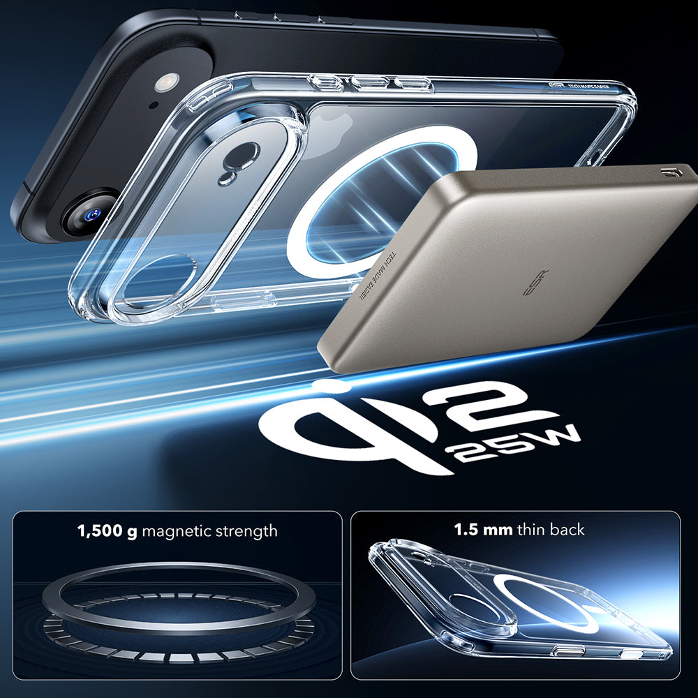MagSafe-deksel for Apple iPhone 17 Air, ESR, Classic Hybrid, Gjennomsiktig