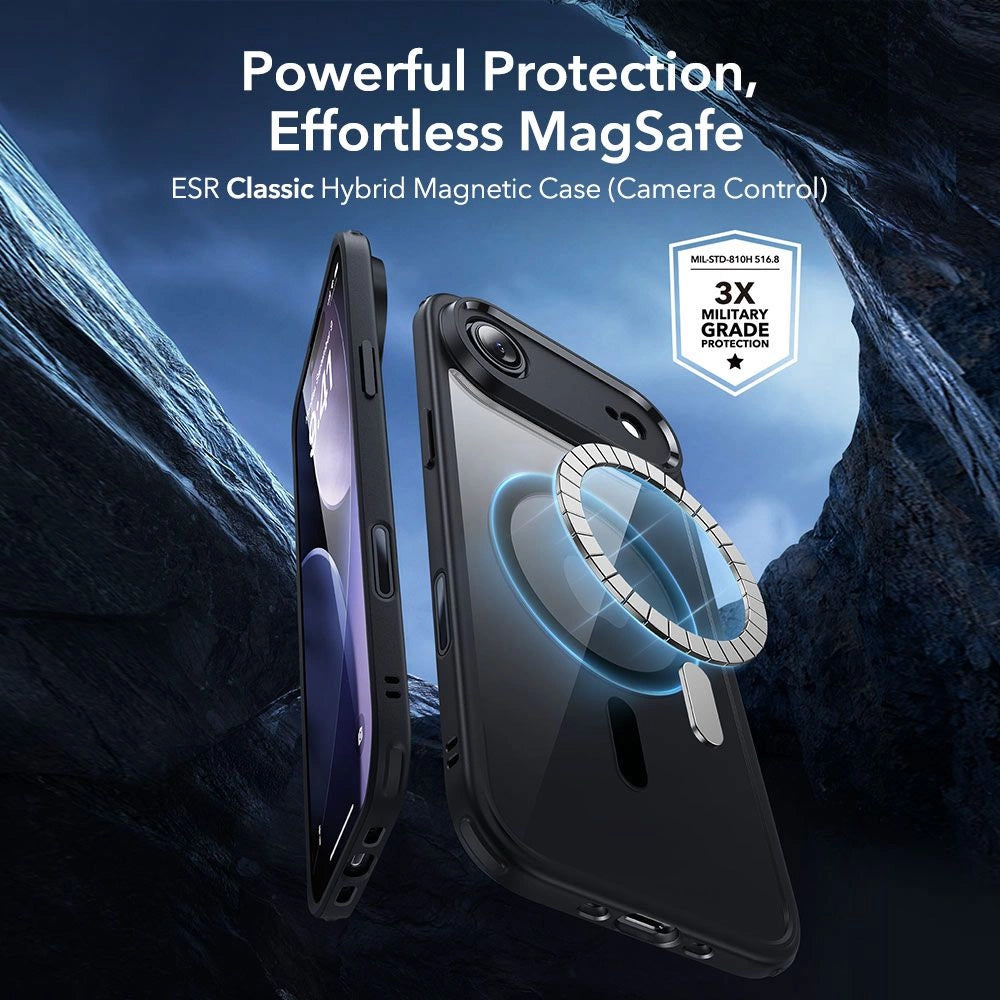 MagSafe-deksel for Apple iPhone 17 Air, ESR, Classic Hybrid med skjermbeskytter, Gjennomsiktig Svart