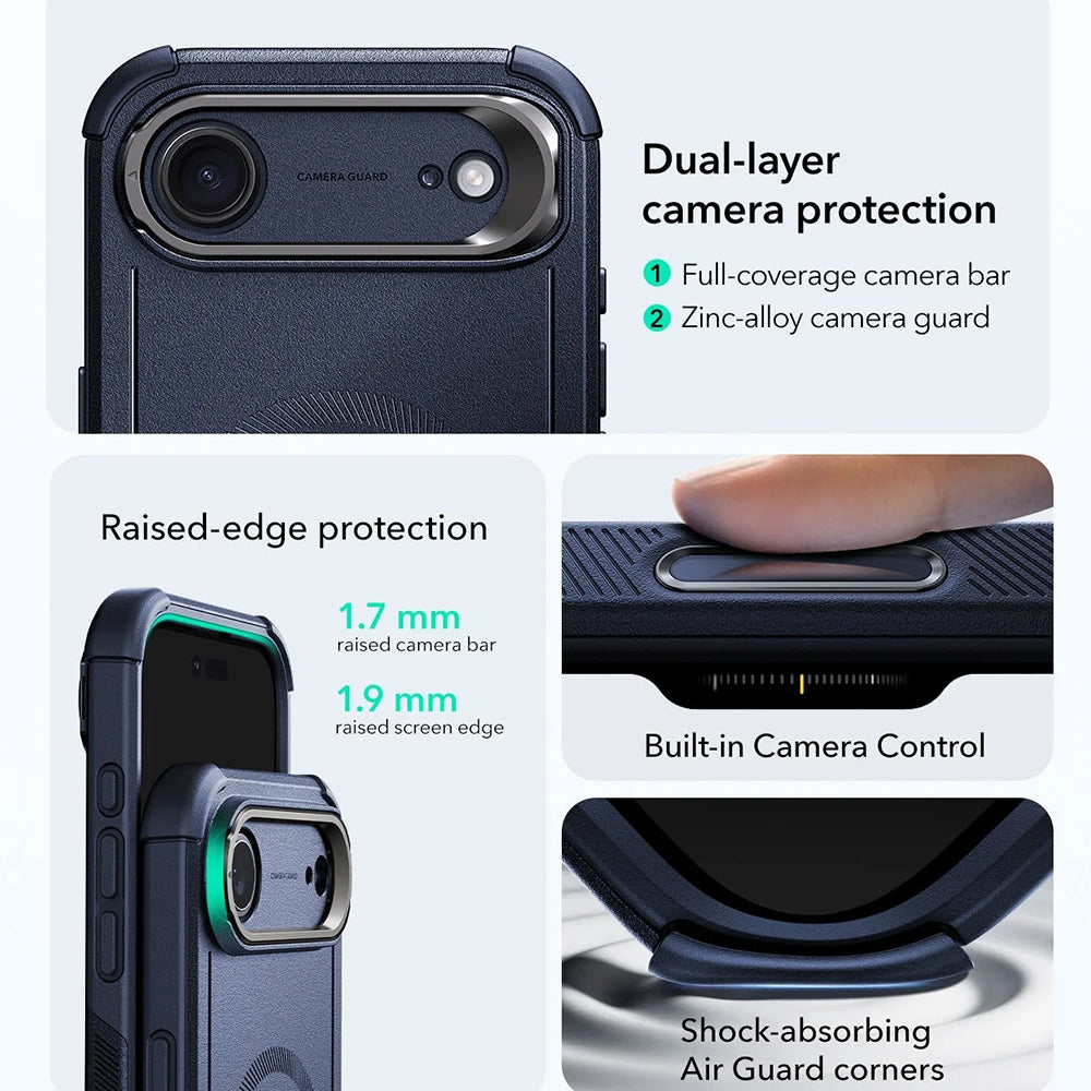 MagSafe-deksel for Apple iPhone 17 Air, ESR, Cyber Armor Kickstand, Blå
