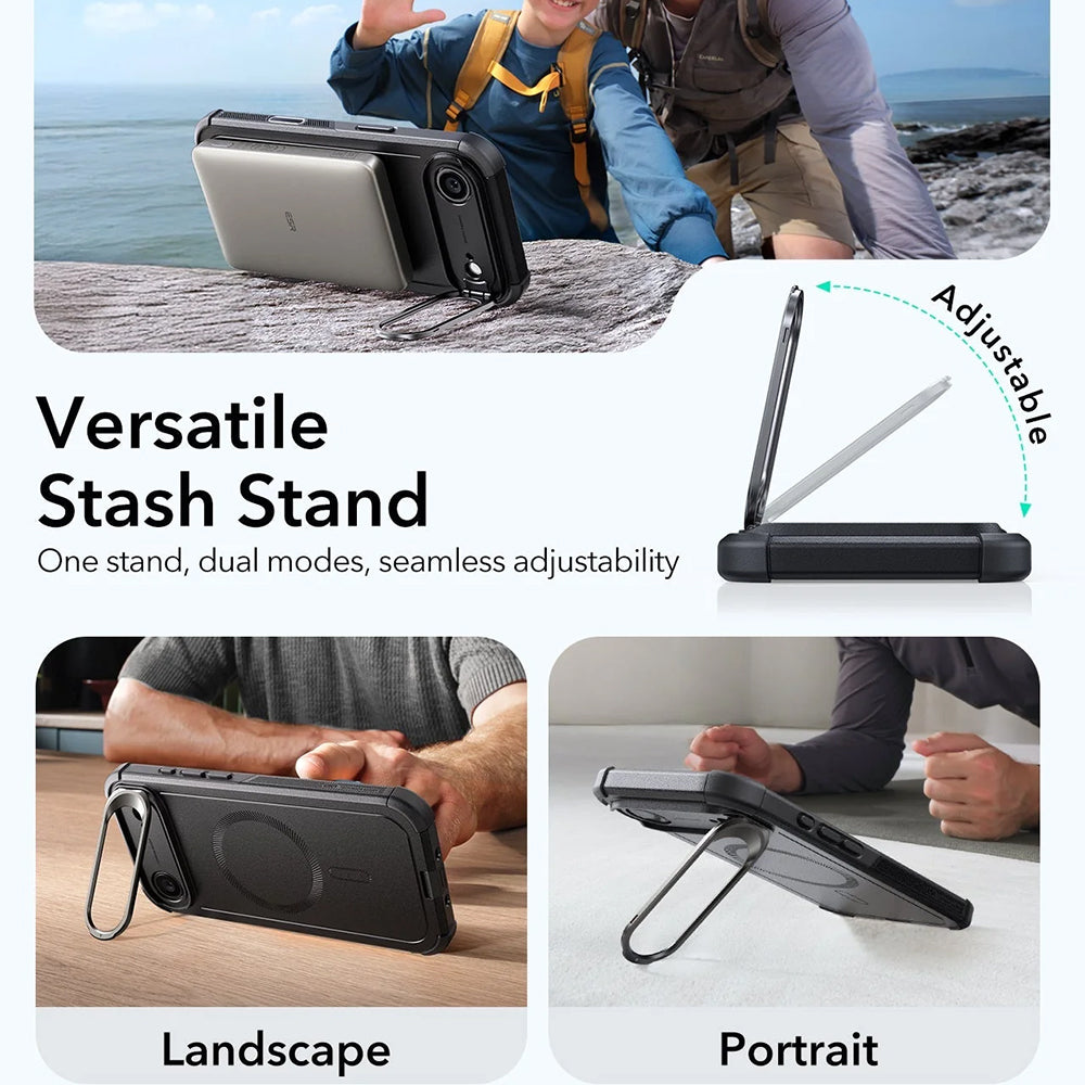MagSafe-deksel for Apple iPhone 17 Air, ESR, Cyber Armor Kickstand, Svart