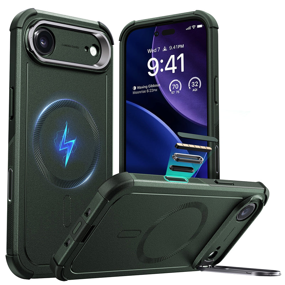 MagSafe-deksel for Apple iPhone 17 Air, ESR, Cyber Armor Kickstand, Grønn