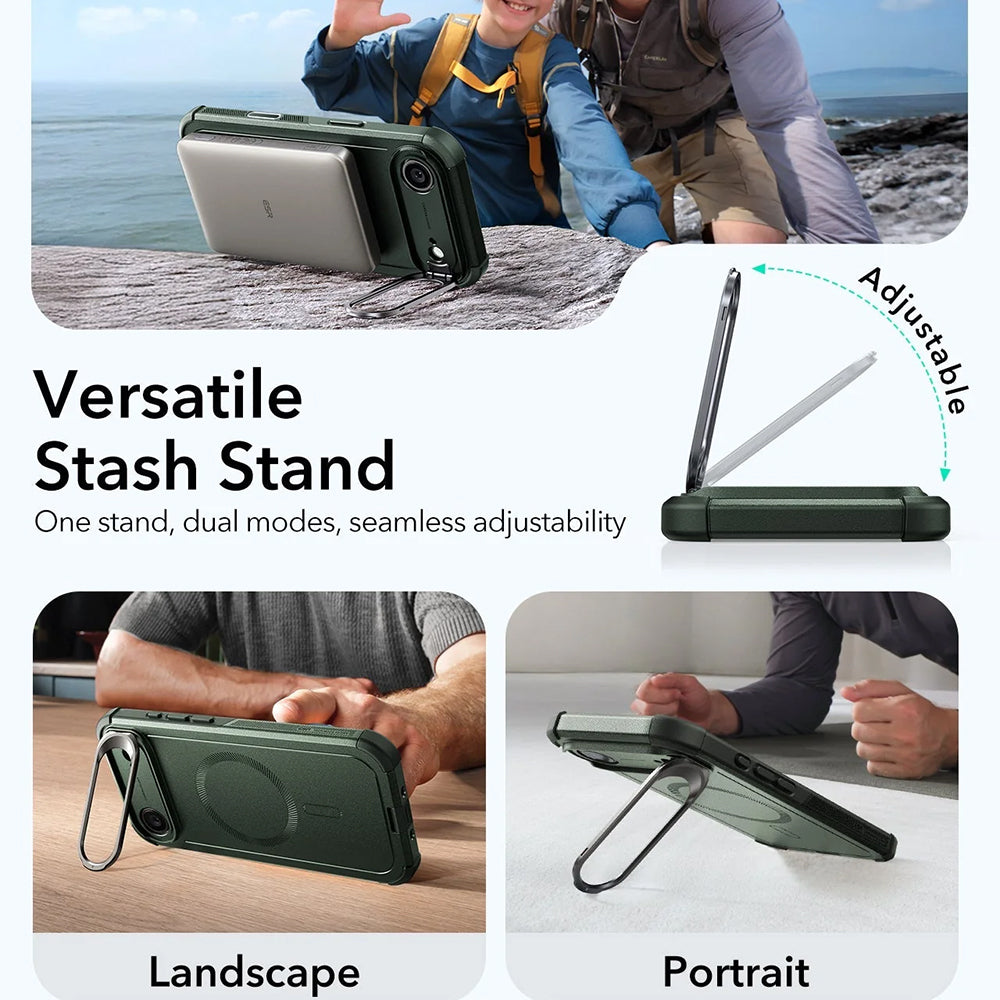 MagSafe-deksel for Apple iPhone 17 Air, ESR, Cyber Armor Kickstand, Grønn