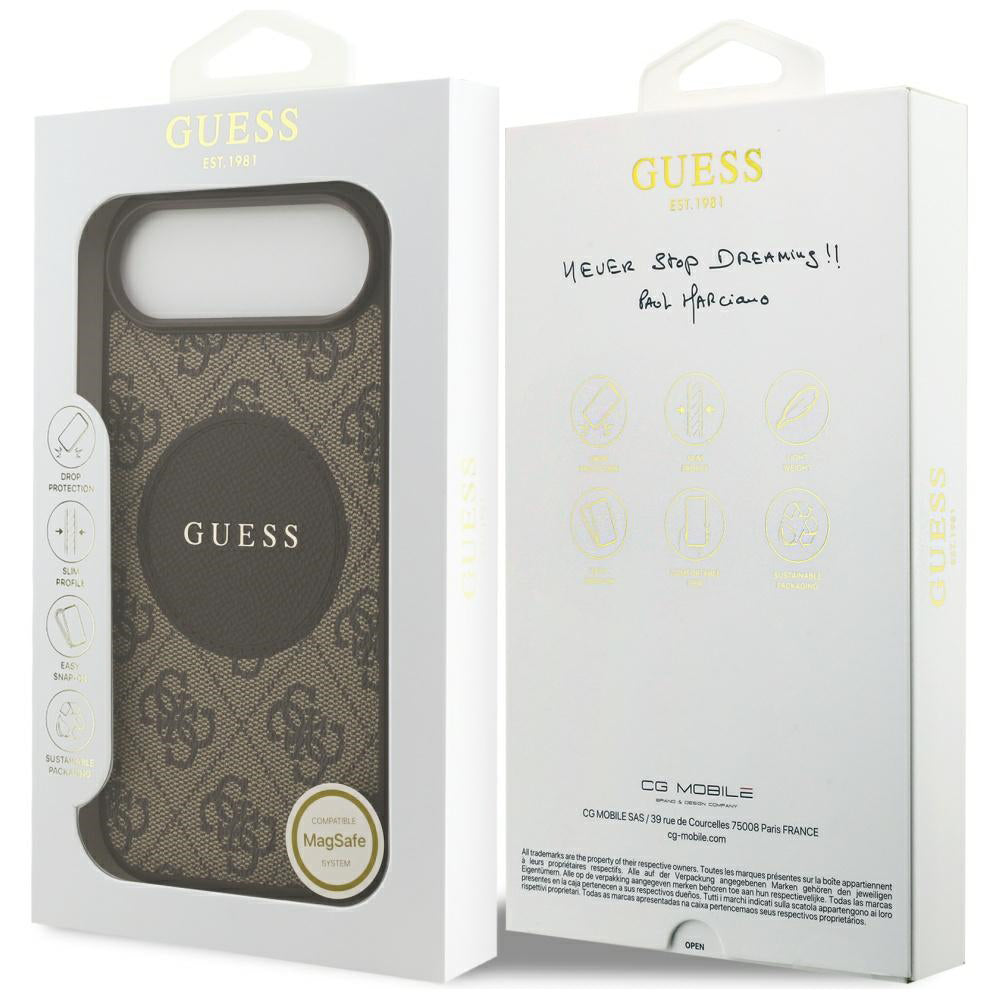 MagSafe-deksel for Apple iPhone 17 Air, Guess, 4G Circle Classic Logo, Brun