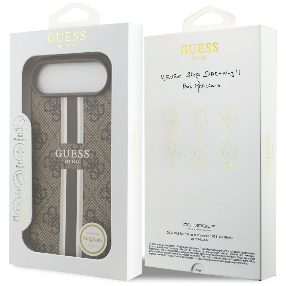 MagSafe-deksel for Apple iPhone 17 Air, Guess, 4G Printed Stripes, Brun