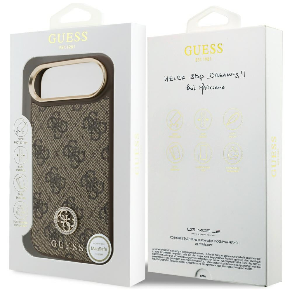 MagSafe-deksel for Apple iPhone 17 Air, Guess, 4G Strass Logo, Brun