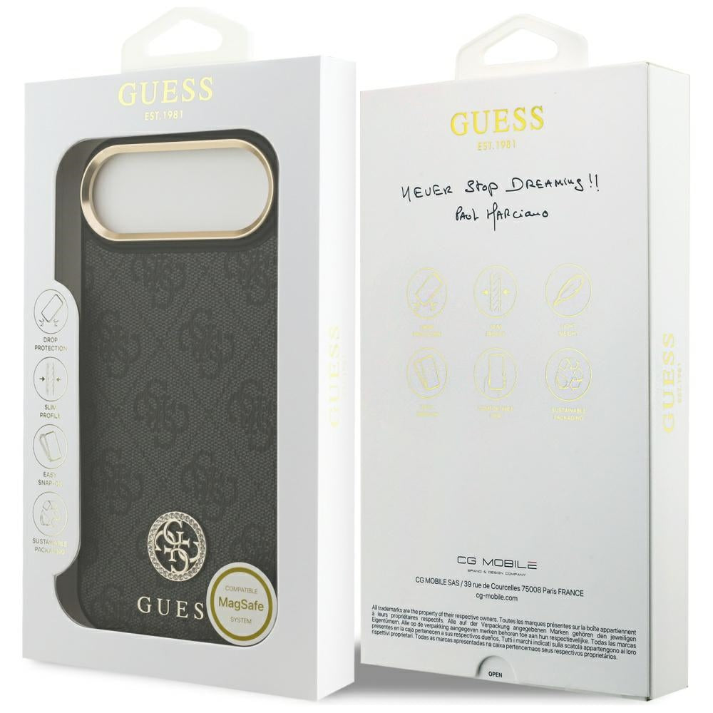MagSafe-deksel for Apple iPhone 17 Air, Guess, 4G Strass Logo, Svart