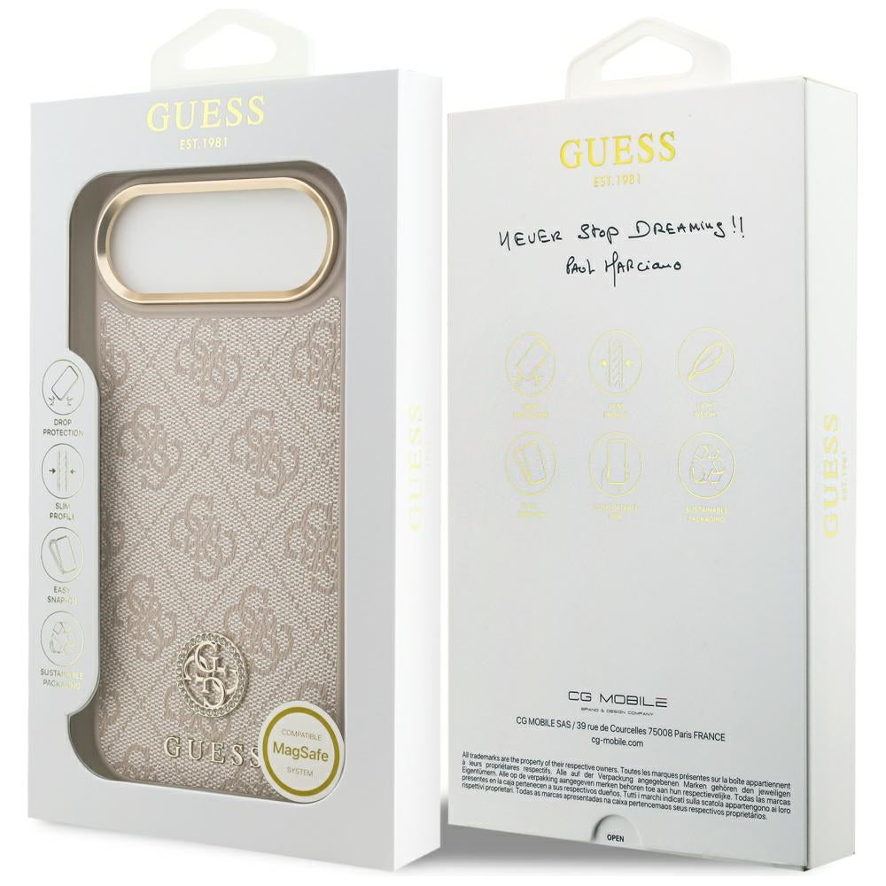 MagSafe-deksel for Apple iPhone 17 Air, Guess, 4G Strass Logo, Rosa