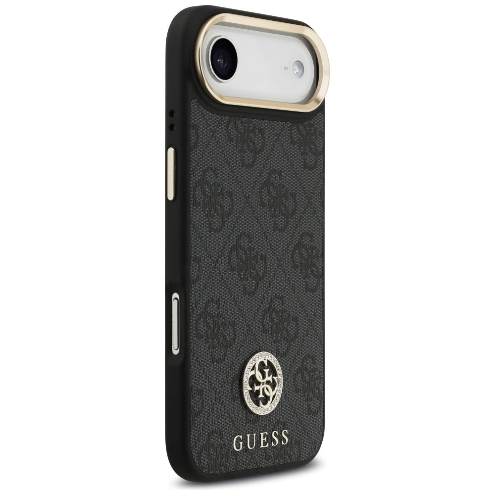 MagSafe-deksel for Apple iPhone 17 Air, Guess, 4G Strass Logo med stor stropp, Svart