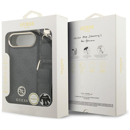 MagSafe-deksel for Apple iPhone 17 Air, Guess, 4G Strass Logo med stor stropp, Svart
