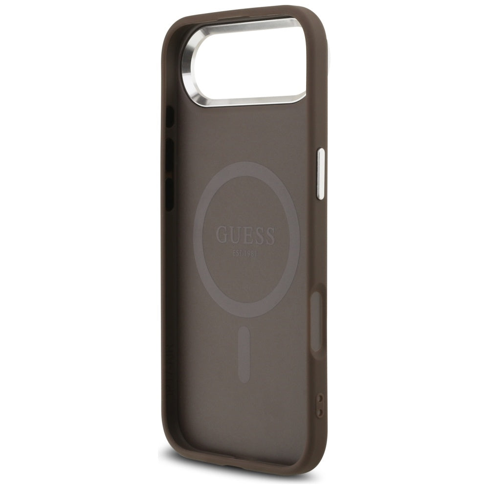 MagSafe-deksel for Apple iPhone 17 Air, Guess, 4G Triangle Logo, Brun Sølv